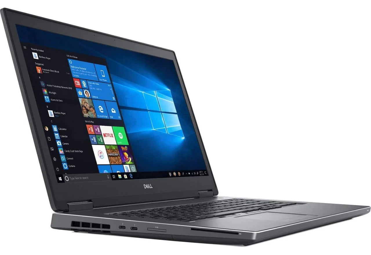 “Dell Precision 7710 side ports view – USB, HDMI, Thunderbolt, Xeon E3 1535M, 16 GB RAM, 512 GB SSD, 17″ display workstation”